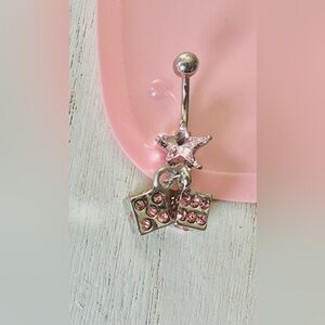 Belly Ring Barbell Body Jewelry New Pink Dice Star